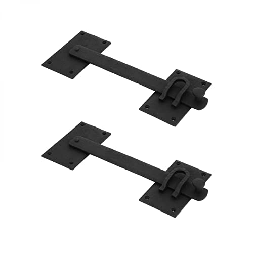 Renovators Supply Manufacturing Black Iron Fence Gate Latch 12 in Long Bar Door Lock with Mounting Hardware Pack of 2 - color: 12-inch Latch, size: Pack of 2