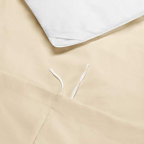Clara Clark Duvet Cover Ultra Soft Double Brushed Microfiber - Comforter Cover with Button Closure and 2 Pillow Shams, Cream, Queen - 90"x90" - color: Beige Cream, size: Queen