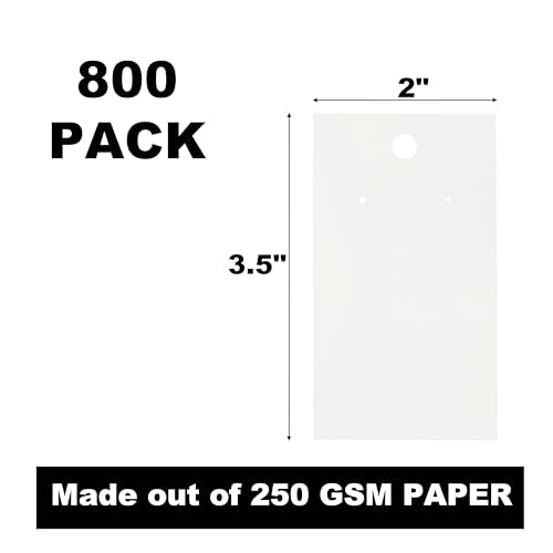 800 Pack Earring Cards - Earring Display Cards - Custom Earring Cards For Earring Display - Hanging Earrings - 2 x 3.5 Inches - White (Pack of 800) - color: 800 PACK