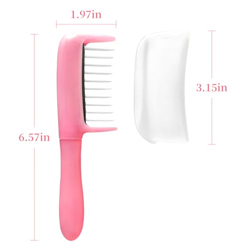 Hair Oil Applicator Comb, Hands-Clean Oiling Brush for Quick Even Application, Wide Teeth Oil Distribution Comb with 5ml Container/Scale Handle for Women/Girls Thin/Straight Hair Daily Care (Pink)