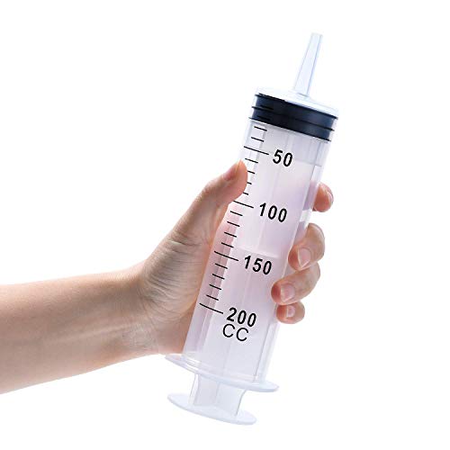 2 Pack 200ml Syringes with 55.1 Inch Tube and Needle 14G 1.5”, Large Plastic Syringe Individually Packaged for Scientific Labs, Watering, Refilling - style: 200 ml
