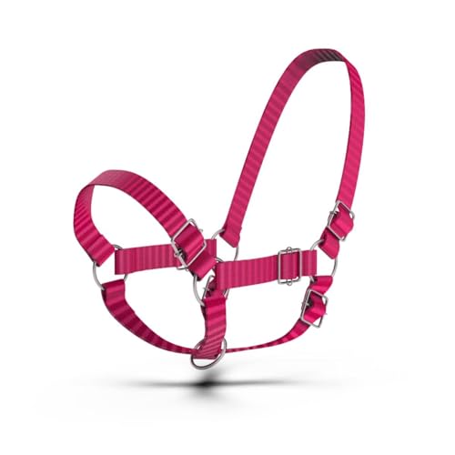Adjustable Nylon Cow Halter | Calf Halter one Halter for (1 Year to Full Size) Easy Adjustable Straps elimates the Need of Ill-Fitting Cattle Halter - color: PINK