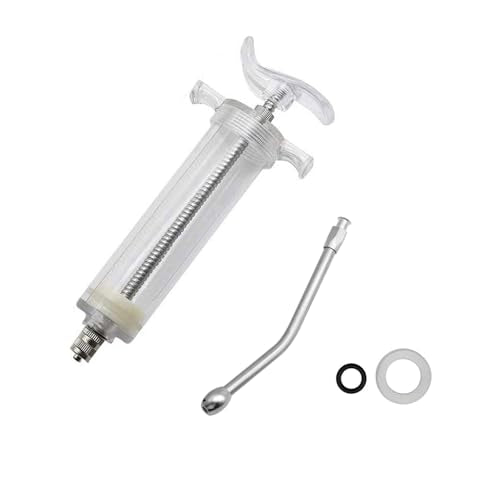 50ML Syringe with Drench Nozzle, Adjustable Dosage Detachable Drench Livestock Birds Feeding Syringe Gun for Cats Dogs Kitten Puppy Bunny Small Animals Newborn Pet Feeder Nursing Supplies (M-50ML) - size: M-50ML