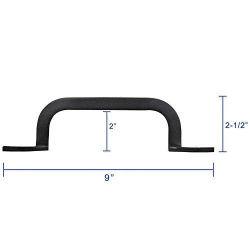 9" Square Door Pull Handle in Black - Solid Cast Iron - size: 9 inch 1 Pack
