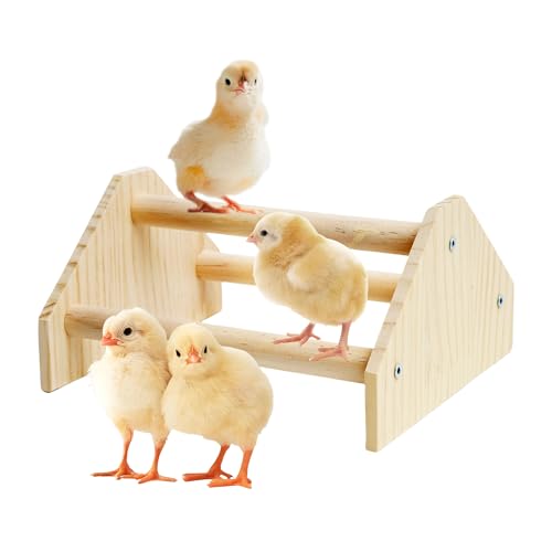 Baby Chicken Perch Strong Pine Wooden Chick Jungle Gym Roosting Bar, New-gen Durable Chicken Perch Toys for Coop and Brooder 7.9 X 6.9 X 4.14’’ Chicken Perch(Can be Used for Baby Turkeys)