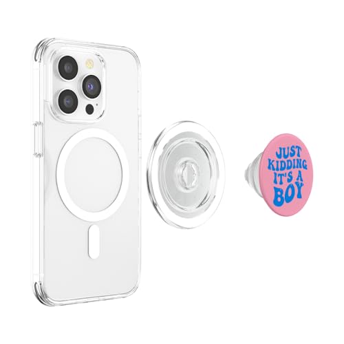 Just Kidding It's a Boy Pink Gender Reveal Party Supplies PopSockets PopGrip for MagSafe - style: Magnetic PopGrip