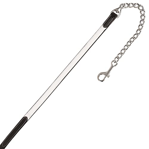 Exion Leather Soft Padded White Halter and Leather Lead with Chain Combo | Adjustable Padded Leather Halter with Snap | Padded Crownpiece | Black/Havana Brown Leather | Horse/Cob/Warmblood/Pony - color: Black, size: Warm Blood (Over Size)-Vegetable Tanned