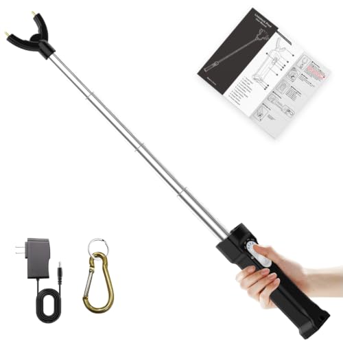 Cattle Prod Rechargeable with Led Light, Waterproof Cattle Prod Stick, Retractable Cattle Prod, Lightweight Pig Cattle Prod Livestock, Cow Prod, Electric Cattle Prod, 37 Inch, Black - color: Black