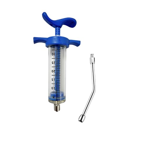 1 Set Feeding Syringe with Drench Nozzle Adjustable Dosage Reusable Drench Gun Syringe for Goat, Horse, Sheep, Dog, Pig, Cat, Bird, Small Pet (XM-30ML) - size: XM-30ML