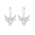 Celtic Animal Earrings for Women - Sterling Silver Hypoallergenic Horse/Dragon/Cow/Goat/Dragonfly/Butterfly Dangle Earrings Animal Jewelry Gifts Birthday Christmas Gifts for Women - color: Celtic Highland Cattle Earrings