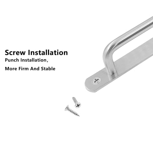 Barn Door Handles, Door Pull Handles with Plate,201 Stainless Steel Pull Handles,Metal Sliding Door Pull Handles,Shed Handle Pulls for Closet Cabinet - color: Silver, size: Hole Center:195mm/7.68''