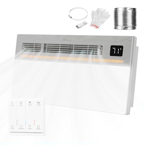 Hawkrown 4 in 1 Bathroom Exhaust Fan with Light and Heater, 1900W Bathroom Heater Fan Light Combo, 180 CFM 1.0 Sone Ceiling Fan Remote Control Heater, Ventilation for Home, Bath, Hotel (Style 1) - color: Style 1