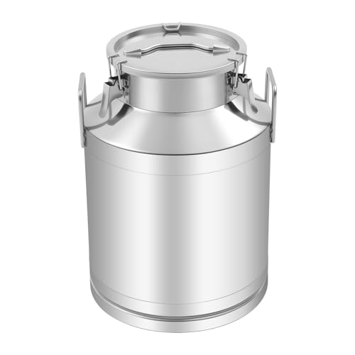 50L/13 Gallon Stainless Steel Milk Bucket, Heavy Duty Milk Can with Sealing Lid and Easy-Flow Spigot, Large Liquid Container Storage for Wine, Water, Coffee, Oil Storage, Transport, and Dispensing - size: 50L/13Gal