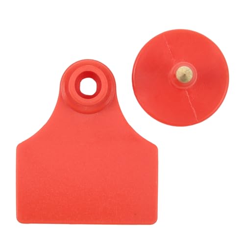 50pcs Farm Animal Ear Tags Numbered 001-050 Livestock Identification for Cattle Cows Hogs Pigs Sheep Goats (50, Medium-Red) - color: Medium-red