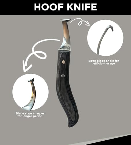 Super Sharp Hoof Knife - Hoof Knife with Wooden Handle, Horse Shoe Hoofing Made Easy with Hoof Trimming Knife with Special Colored Wooden Handle