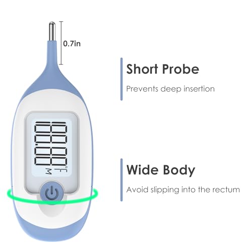 Digital Rectal Thermometer for Baby, Infant Thermometer, with 30 Probe Covers, Quick Read, Large Clear Display
