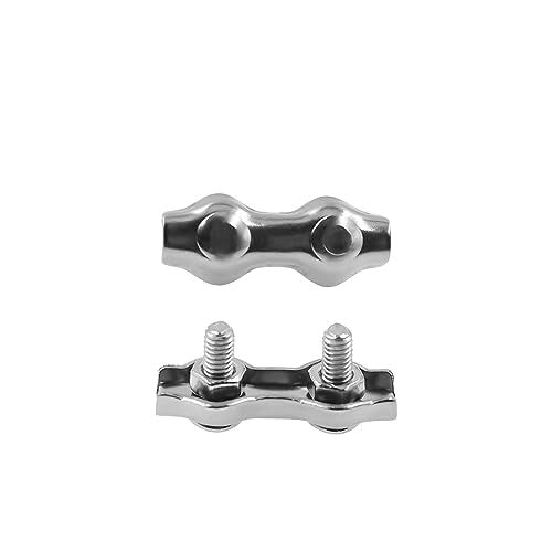 304 Stainless Steel Duplex 2-Post Cable Clamps TTZEZE Double Bolt Wire Rope Clips Clamp Fastener for 1/8 Inch Diameter Wire Rope 14 Pack - style: M3