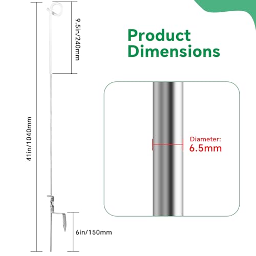 41 Inches Systems Pig Tail Step-in Fence Post,Electric Fencing Post,Stainless Steel for Fence for Garden and Livestock, Easy to Install and Move, White - color: White