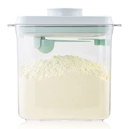 Formula Container, 1700ml Airtight Pop-Top Milk Powder Canister | BPA-free design holds up to 600g with a 5g scoop, scraper, clear body and wide mouth for organized daily bottle prep at home - color: 21 oz - Clear