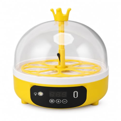 Luqeeg Mini Egg Incubator, Temperature Control Digital Incubators, 4 Eggs Candler Poultry Hatching Machine Eggs Poultry Hatching Machine for Chickens Ducks Pigeons (Manual Turning)
