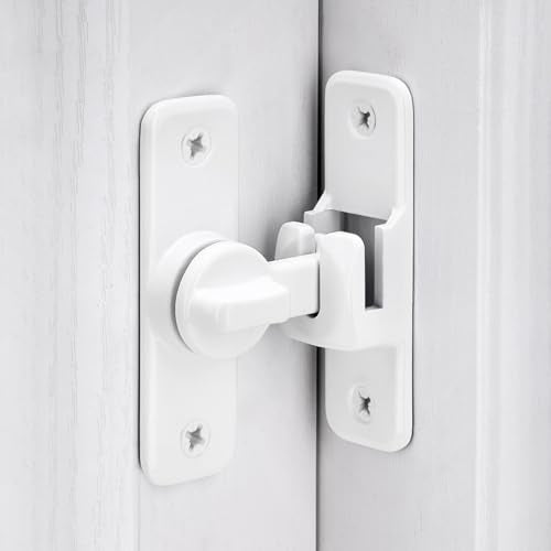 2 Pcs White 90/180 Degree Flip Latch,Zinc Alloy Barn Door Latch | Right Angle Door Lock Latch,Sliding Door Latch Lock,for Cabinets,Bedroom,Fence Gates,Window,Garden,Garage,Pet Cage - color: White