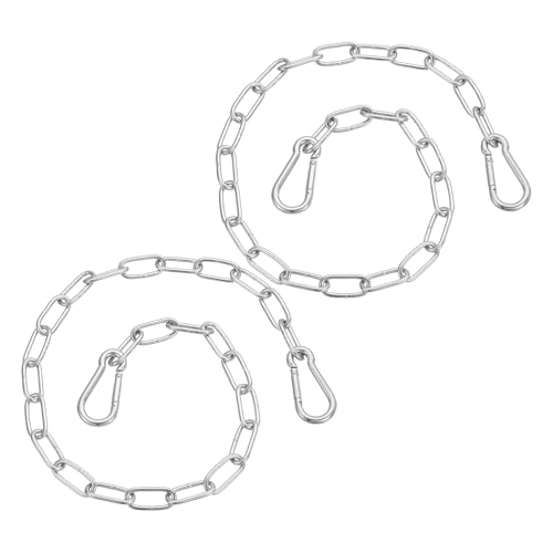 PATIKIL Gate Chain Lock, (23.7Inch, Silver) (2Pcs)304 Stainless Steel Hanging Chain Lock for Stall Barn/Cabinet/Fence/Hammock/Pet Cages - size: 23.7Inch