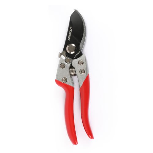 AGRICUT Pruning Shears, 7/8-Inch Cut Capacity Hand Clippers, Bypass Pruners, Gardening Scissors with Sharp Steel Blade (Aluminum Handle, High Carbon Steel) - style: Aluminum Handle, High Carbon Steel