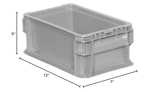 Buckhorn SW120705F101000 Plastic Straight Wall Storage Container Tote, (12-Inch x 7-Inch x 5-Inch), Light Gray - size: 12" x 7" x 5"