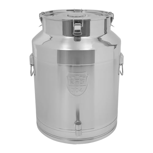 64L/16.9Gal Milk Can, 304 Stainless Steel Airtight Storage Pail with Locking Sealed Lid, Carry Handle, Heavy Duty Food Grade Bucket, Storage Container for Wine, Oil, Beverage, Home, Farm, Kitchen Use - size: 64L / 16.9Gallon