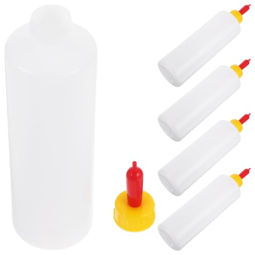 5 Sets Goat Bottles for Feeding Baby Small Animal Calf Lamb Milk Jug Plastic Livestock Milk Bottles for Baby Goats Calves Lambs Portable Farm Feeding Kit 9.05 x 2.36 in