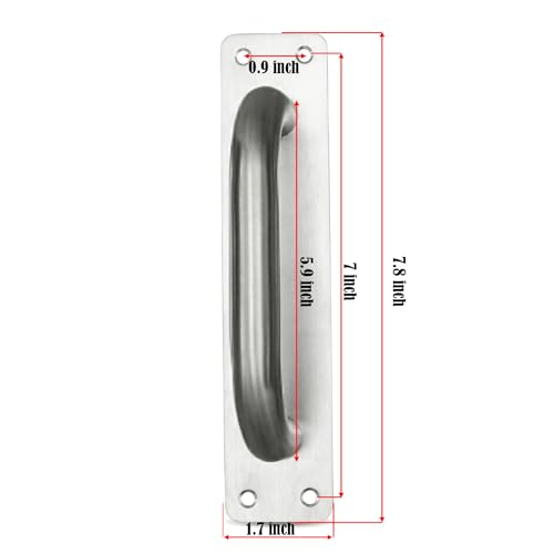 Commercial Stainless Steel Door Pull Handles, 8x1.8 Inch Slim/Small Plate for Sliding Barn, Front, Back, Restaurant Doors (1)