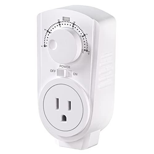 EconoHome Adjustable Thermostat - Universal Plugin Heating & Cooling Thermostat - Compatible with Most EconoHome Wall Mount Space Heaters - color: White, size: Dial Control