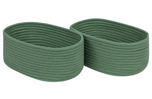 CubesLand Cube Shelf Closet Storage Rope Cotton Baskets Bins Set 2 | Woven Basket for Organizing/Storage,Long-lasting &Skin-friendly Toy Storage Basket Bin,Stylish Room Decor ,Green - color: Green, size: 2pcs-small basket