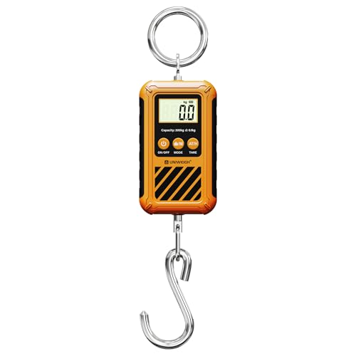 UNIWEIGH Digital Hanging Scale,Mini Crane Scale 300kg/660lb with Hold&Tare | Postal Luggage Scale with LCD Display,Portable Handheld and Large Hook,Deer Scale for Garage Farms Hunting Fish Travel Hays