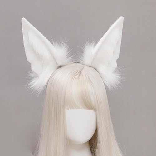 Handmade Wolf Ears Headband Fox Ear Hairband Wolf Cosplay Props - color: White