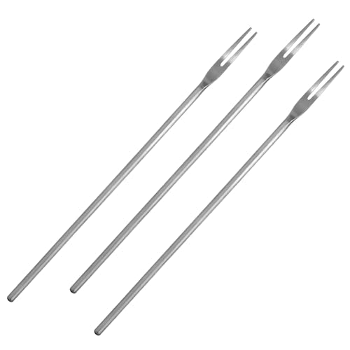 3 Piece Stainless Steel Pickle Picker 8.6 Inch Pickle Fork Silver Long Handle Olive Forks 2-Tine Cocktail Fork for Jar Dessert Appetizer Fruit Vegetables Salad
