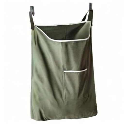 Door Hanging Laundry Hamper with Front Pocket, Army Green, 65 Liters | Clothes Hanging collector, with steel hooks,Clothes Laundry Storage Bag,Space-Saving - color: Army green, size: 65 Liters