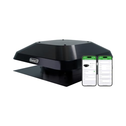 Quietcool AFR SMT ES-2.0 Roof Mount Smart Attic Fan - Up to 1950 CFM - As low as 25 Watts - Smart App Control - Thermostat and Humidistat - 20ft Power Cord - Plug-and-play - Three Speed