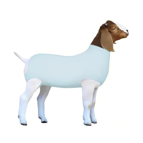 Spandex Goat Tube for Show Goats - Show Livestock Supplies: Goat Covers & Blankets (Light Grayish Blue, Medium) - color: light grayish blue, size: Medium