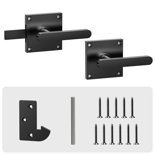 Double Sided Gate Latch, Heavy Duty Gate Latch for Wooden Fence | Black Gate Latch With Handles, Fence Gate Latch for Right Inswing Wooden Gates, Backyard, Garden - size: GL01 - Right Inswing Gate