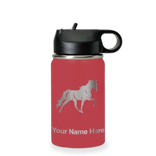 LaserGram Personalized 12oz Water Bottle, Horse (Maroon) | Engraved Gift, Vacuum Insulated Stainless Steel, Flip-Top Straw Lid, Laser Engraved With Your Name - color: Maroon, size: 12 Ounces