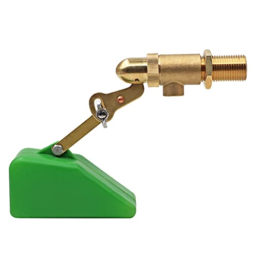 Float Valve 1/2 inch Brass with Adjustable Arm,Supply Tube Float Ball Valve for Water Tank Pool Horse Cattle Livestock Water Trough Aquariums Aquaculture