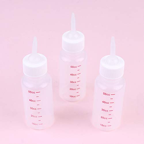 POPETPOP Pet Nursing Bottle Kit 6-Piece 50ml/1.7oz | Flexible nipples, Newborn puppies kittens and rabbits, Flexible material