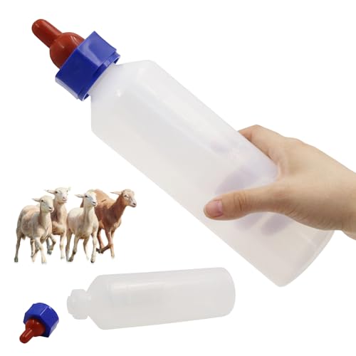 2PCS 500ml Calf Nursing Feeder Bottle with Rubber Nipple Milk Feeder Feeding Bottles,Farm Goat Calf Sheep Milk Feeder Livestock Tools (500ml 2pcs) - size: 1 Count (Pack of 2)