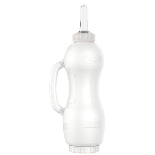 BESS Calf 2qt Nursing Feeding Bottle: Leak-Free, Non-Collapsing, with Clear Screw-on Nipple (2 qt, Screw on), with Bottom Cap