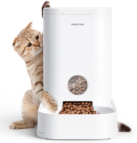 PAWGETHER® Gravity Cat Feeder, 1 Gallon/3.5L Dog Food Dispenser, No-Electricity Automatic Pet Feeder, Auto Refill Food Bowl for Cats & Small, Medium Dogs Easy to Fill - color: Feeder