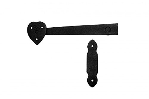 Renovators Supply Manufacturing Door Latch 6 in. Black Wrought Iron Gate Latch/Barn Door Latch Lock with Heart Shape Backplate and Mounting Hardware - color: Black Heart, size: Pack of 1