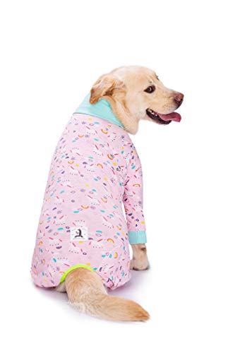 Dog Surgery Recovery Suit Female Male for Dogs After Surgery Medium Large Dogs Onesie Dog Pajamas Pjs Clothes (Pink Rainbow, 28 (Chest 26.77 in | Backlength 18.11)) - color: Pink Rainbow, size: 28 (Chest 26.77 in | Backlength 18.11)