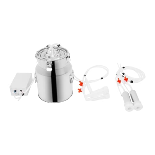 Electric Goat and Cow Milking Machine, 2-in-1 Milking Machine for Goats and Cows,Battery Powered Pulsation Vacuum Pump (Silver, 14 L) - size: 14 L
