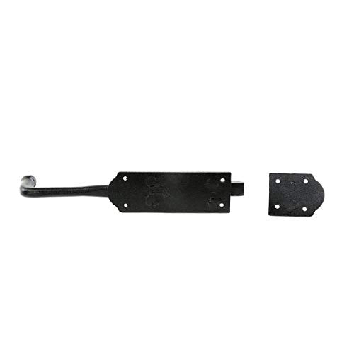 Renovators Supply Manufacturing Slide Bolt Latch 9 in. Black Iron Ball Tip Style Slide Bolt with Mounting Hardware - size: Pack of 1, style: 9 inch - Colonial Dead Bolt